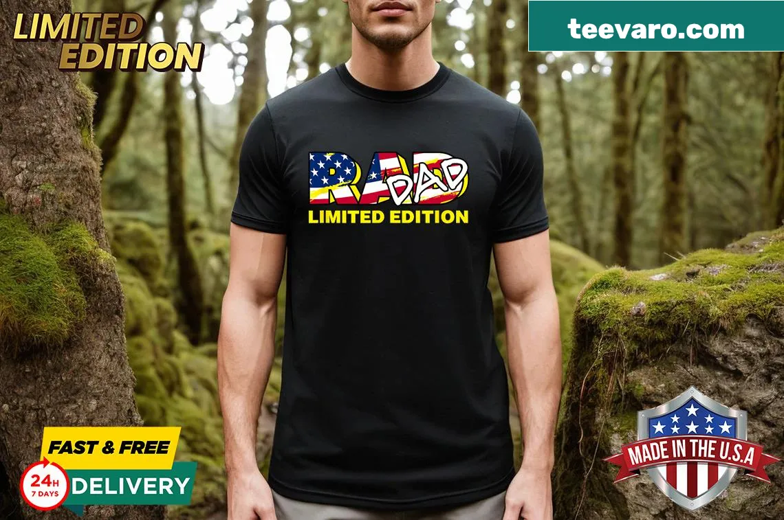 1980s style graphic T-shirt for dads — on a men's t-shirt