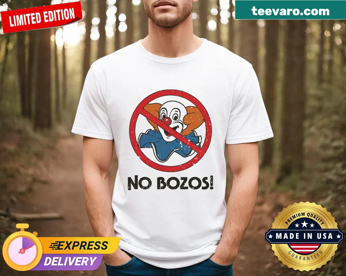 Vintage 'No Bozos' graphic T-shirt — on a men's t-shirt