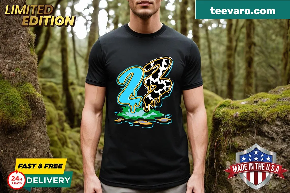 Cartoon-style oversized T-shirt with playful graphic — on a men's t-shirt