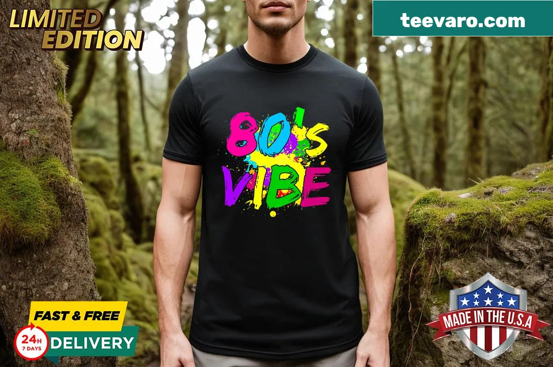 Vintage 80s vibe shirt for women with playful design — on a men's t-shirt