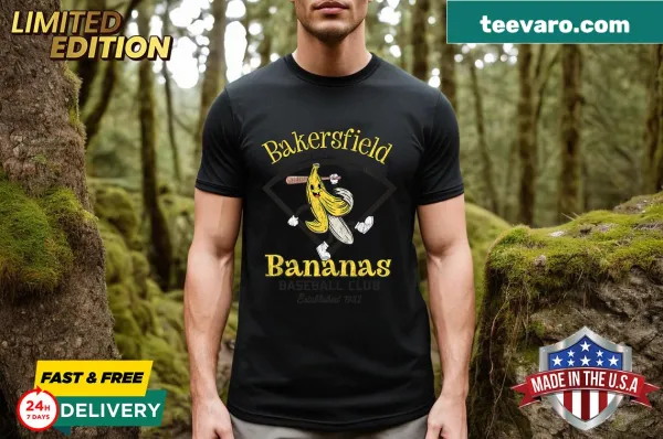 Retro T-shirt featuring the Bakersfield Bananas minor league baseball logo