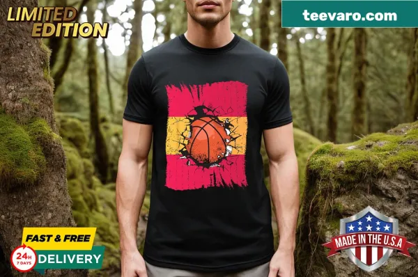 Basketball t-shirt featuring the Spanish national flag