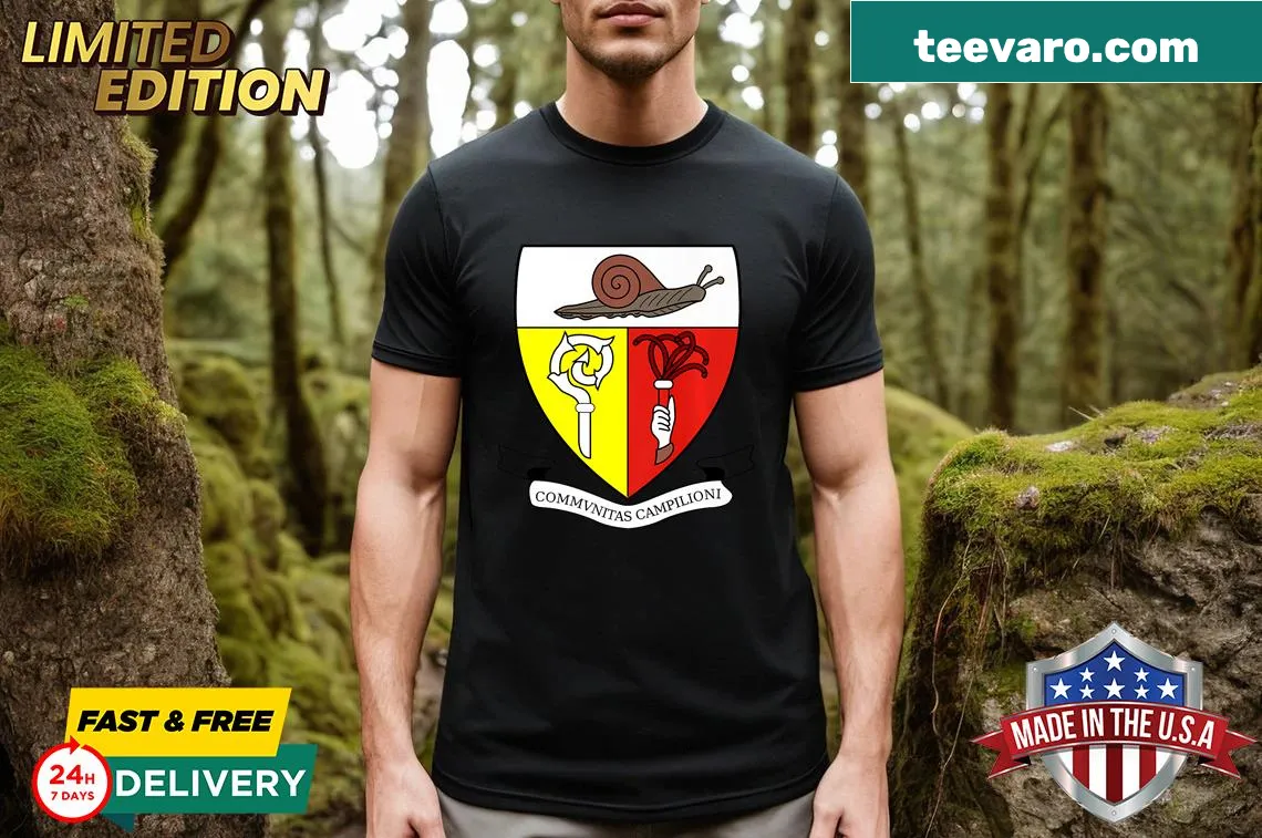 T-shirt featuring the official coat of arms of Campione D'italia — on a men's t-shirt