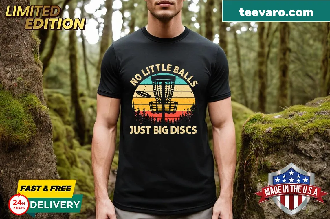 Vintage disc golf design shirt with humorous graphic for players — on a men's t-shirt