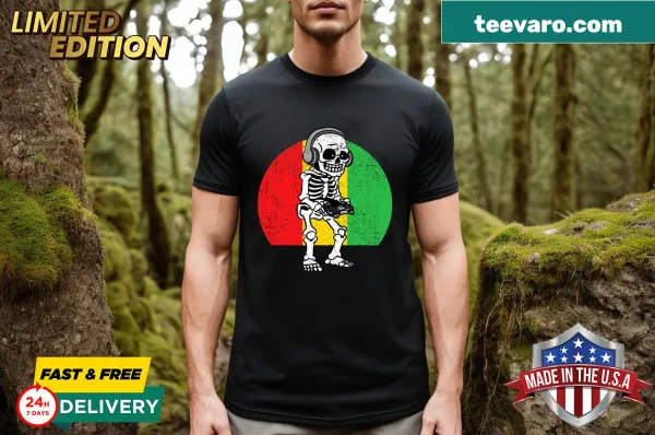 Gaming skeleton illustration T-shirt celebrating Black history