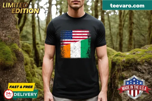 Vintage-style T-shirt featuring half Ivorian flag and Cote D'ivoire text for women