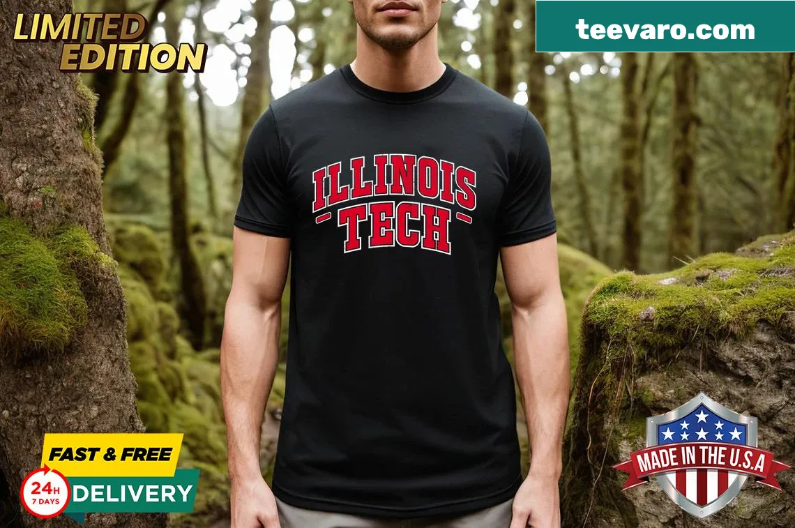 Illinois Institute of Technology alumni t-shirt with emblematic design — on a men's t-shirt