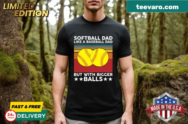 Vintage t-shirt with 'Softball Dad Like A Baseball Dad' and USA flag