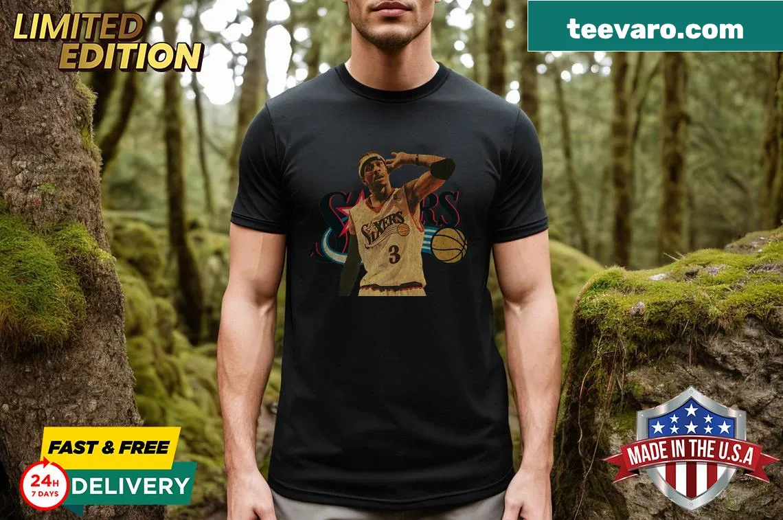 Silhouette design of Allen Iverson on a stylish t-shirt — on a men's t-shirt