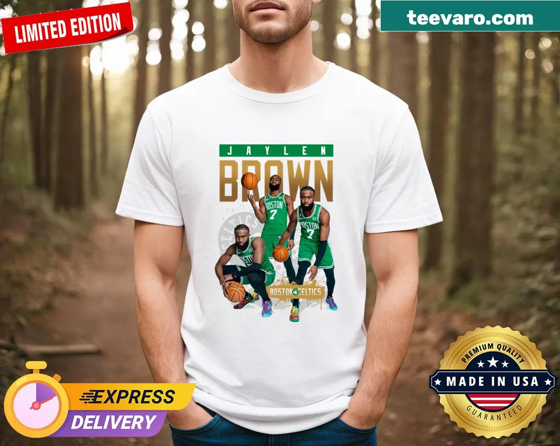 Vintage Boston Celtics t-shirt featuring Jaylen Brown's name — on a men's t-shirt