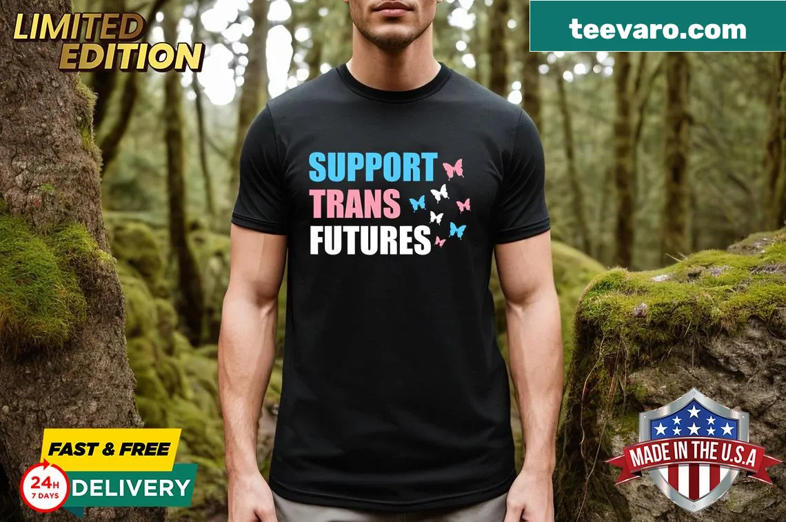 Youth t-shirt supporting trans rights with playful design — on a men's t-shirt