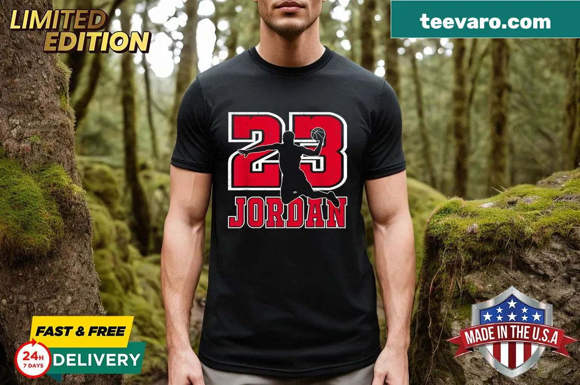 Vintage-style T-shirt featuring Jordan's name in retro design — on a men's t-shirt