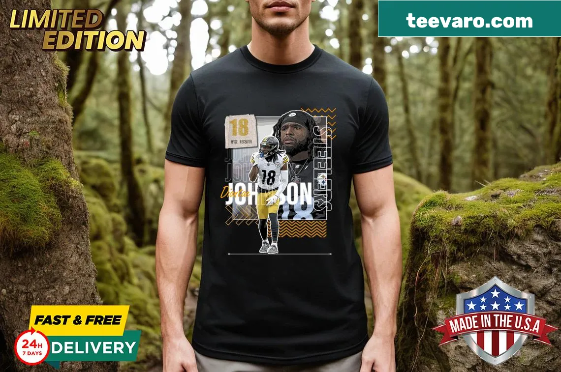 T-shirt featuring Diontae Johnson in a paper poster style — on a men's t-shirt