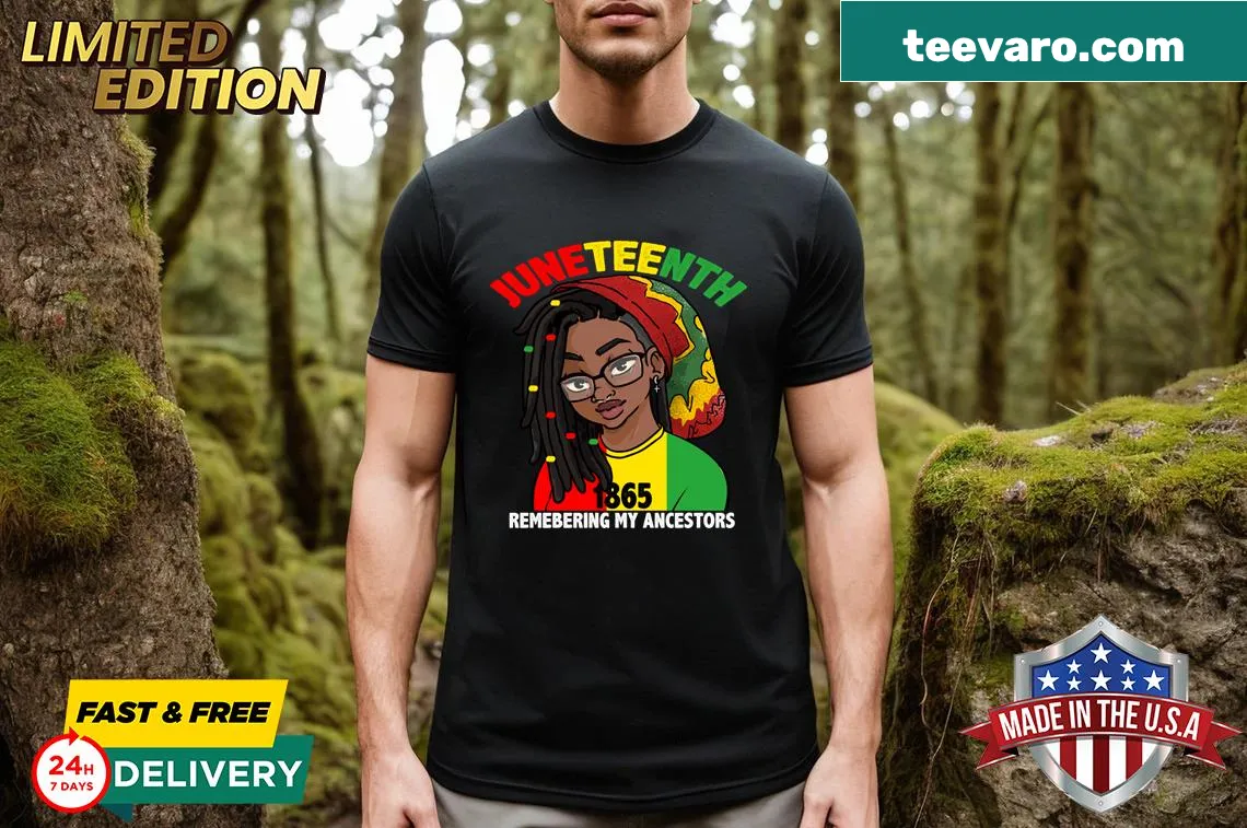 Oversized T-shirt featuring loc'd hair design for Juneteenth celebration — on a men's t-shirt
