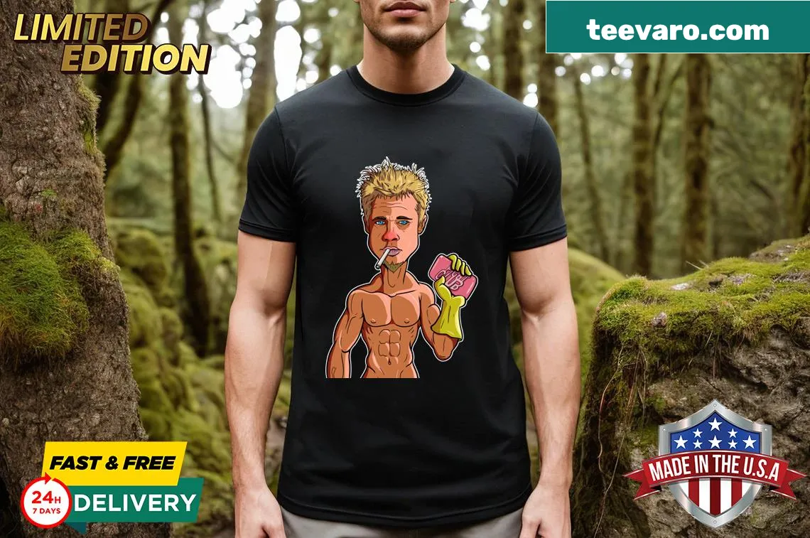 Graphic T-shirt featuring the character Tyler Durden — on a men's t-shirt