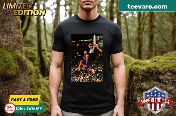Illustration of Vince Carter on an oversized T-shirt.