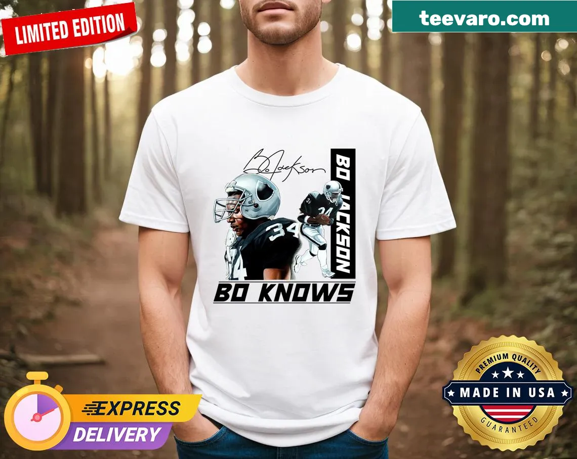 Vintage T-shirt featuring Bo Jackson graphic and signature — on a men's t-shirt
