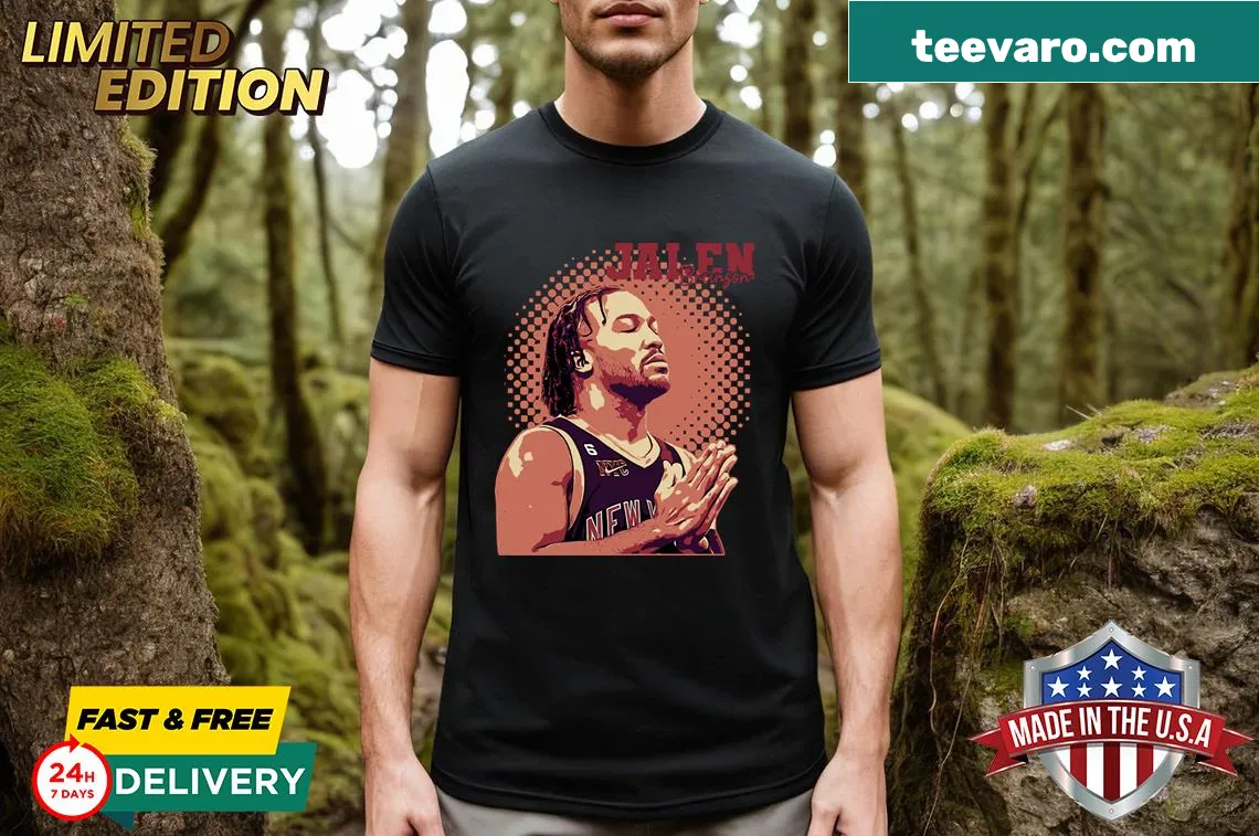 Retro Jalen Brunson t-shirt featuring stylish design — on a men's t-shirt