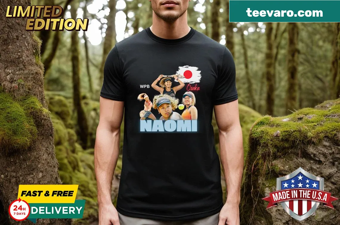 T-shirt honoring Naomi Osaka with 'Unstoppable Force' graphic — on a men's t-shirt