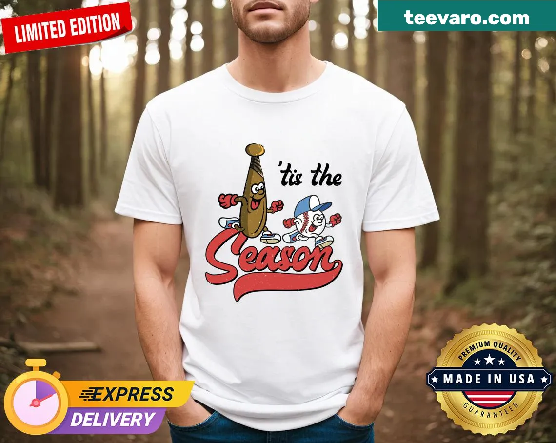 Family matching retro baseball game day t-shirt with fun slogan — on a men's t-shirt