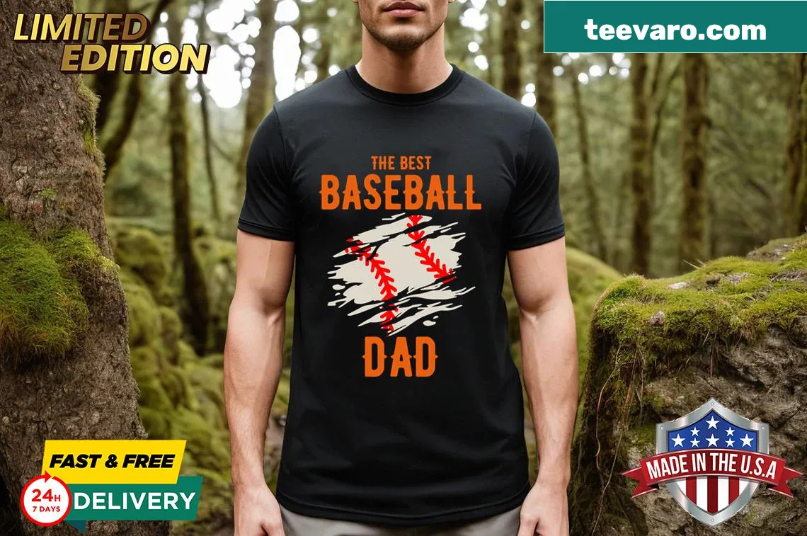 Sentimental baseball dad t-shirt with heartfelt message — on a men's t-shirt