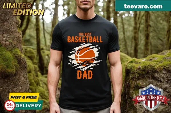 Official basketball dad t-shirt featuring proud statement