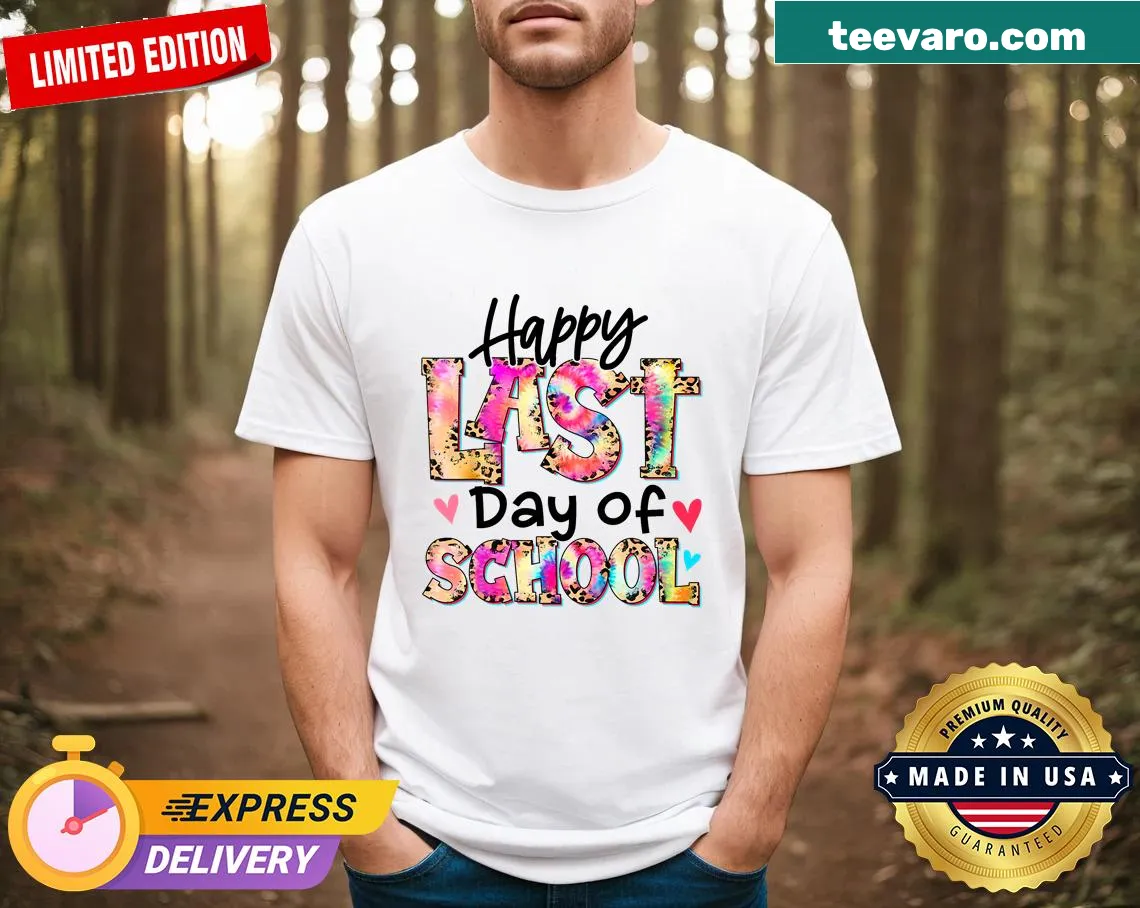 Last day of school graphic t-shirt for teachers — on a men's t-shirt