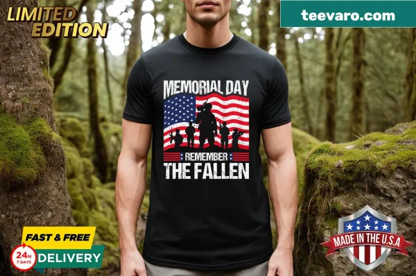 Vintage Memorial Day t-shirt with military-themed graphic and text