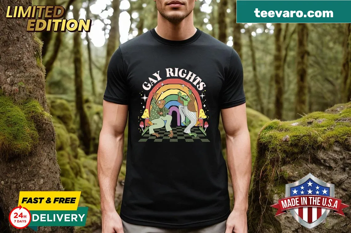 Frog and Toad t-shirt with gay rights message — on a men's t-shirt