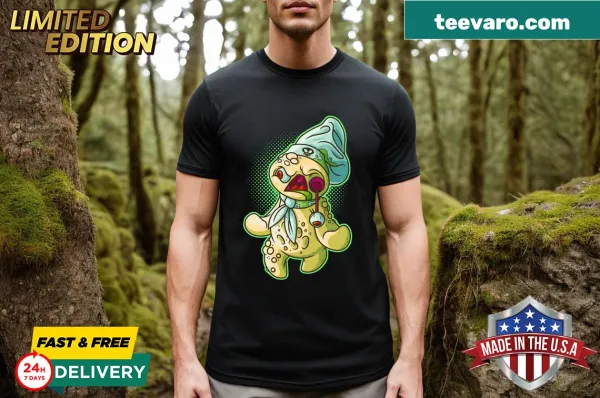 Dough zombie illustration on a playful graphic t-shirt