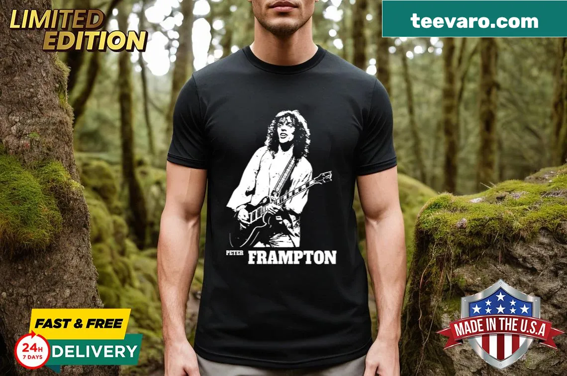 Customized tee honoring musician Peter Frampton. — on a men's t-shirt