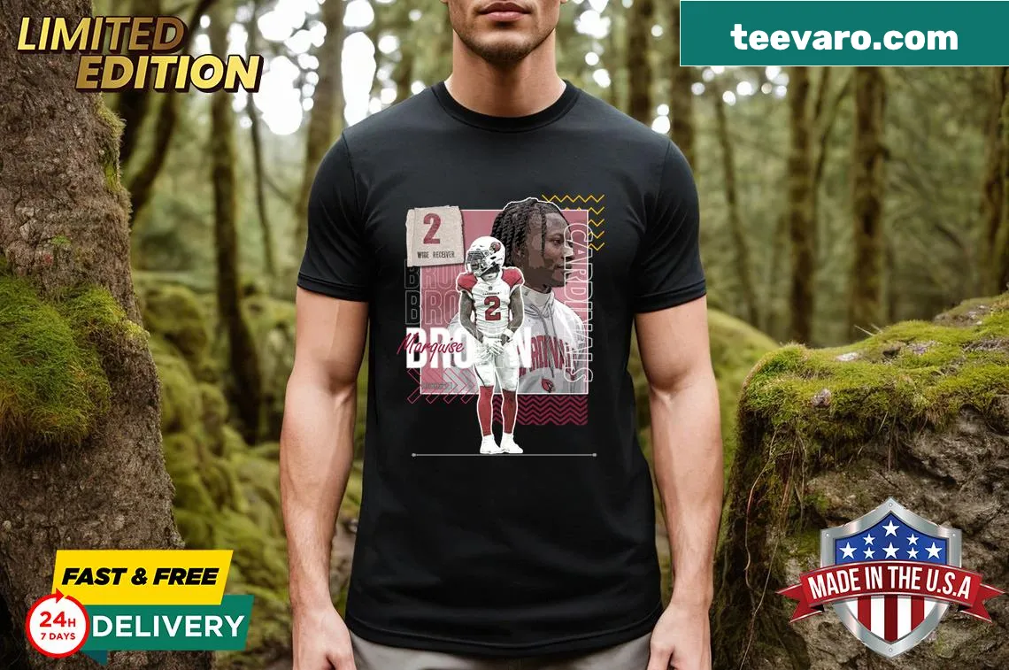 Limited edition t-shirt featuring Marquise Brown's football design. — on a men's t-shirt