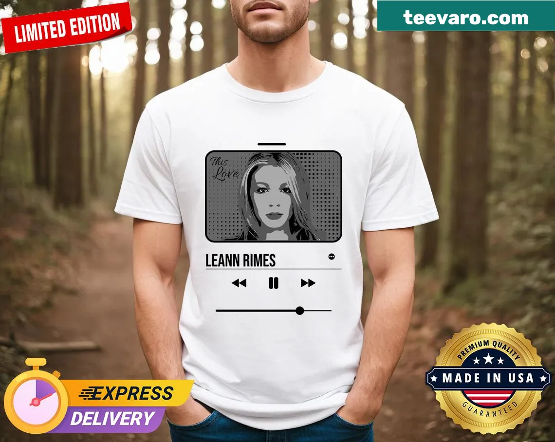Athletic T-shirt featuring hand-lettered design of Leann Rimes — on a men's t-shirt