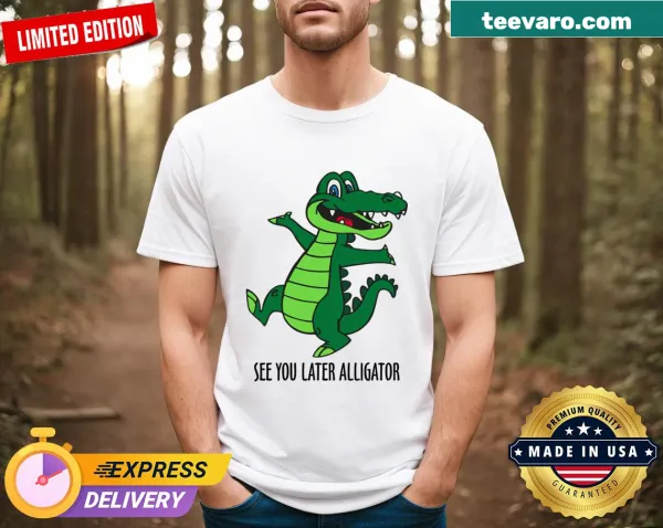 Cartoon-style T-shirt with cute alligators and playful text