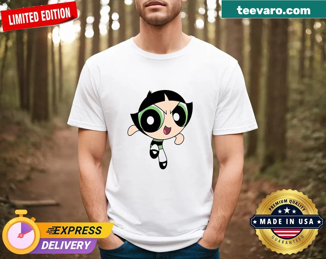 Cute Powerpuff Girls Buttercup t-shirt with playful cartoon design — on a men's t-shirt