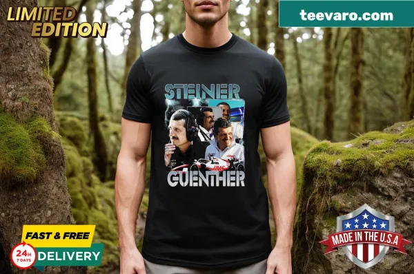 Vintage-style F1 homage t-shirt featuring Guenther Steiner's name and graphics