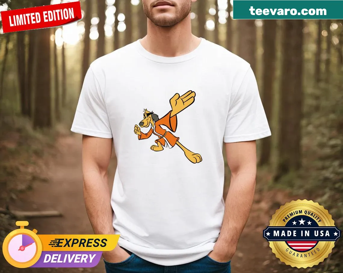 Retro T-shirt featuring Hong Kong Phooey character from 70s cartoon — on a men's t-shirt