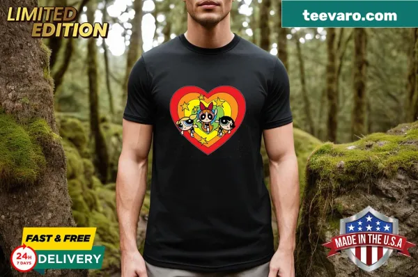 Cute Powerpuff Girls t-shirt with heart graphics