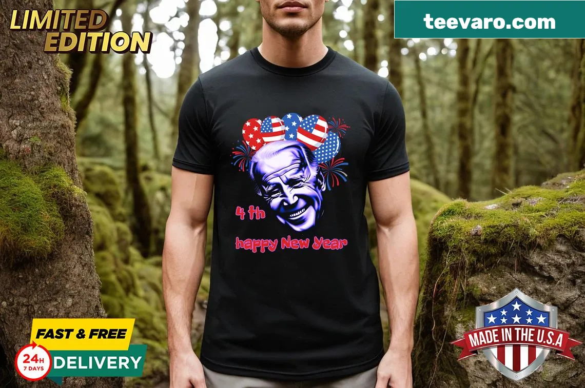 Embroidered 4th of July t-shirt with patriotic design — on a men's t-shirt