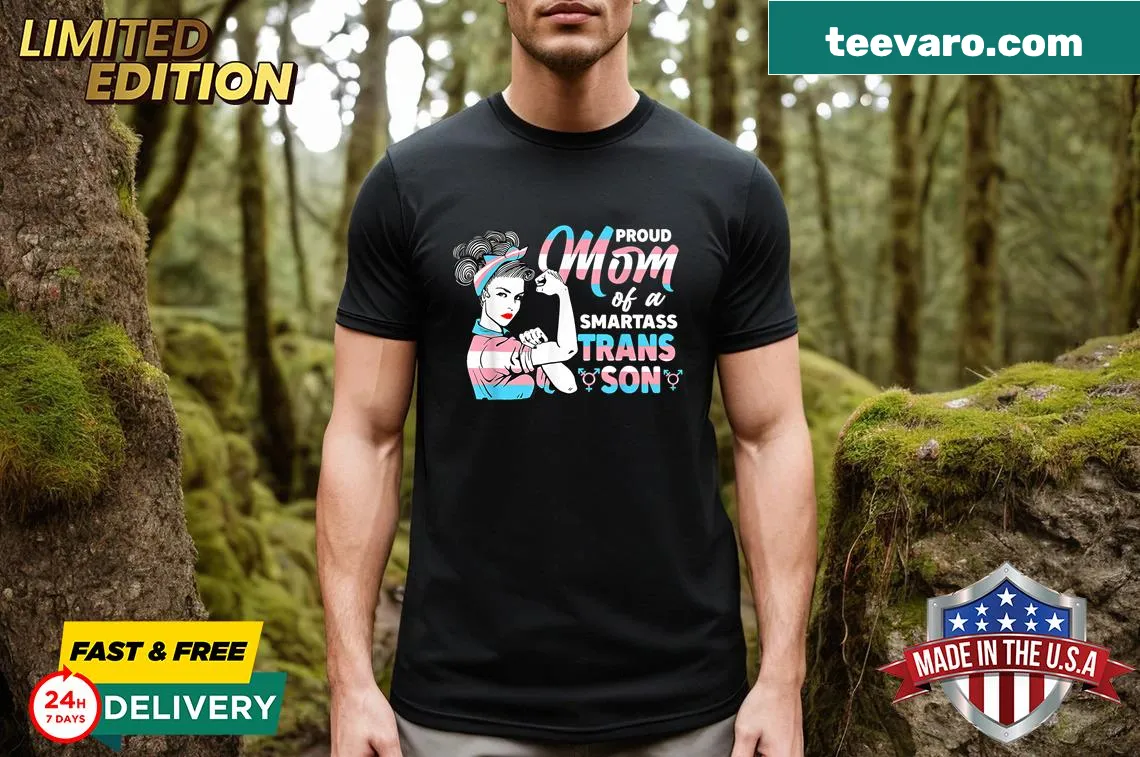 Graphic tee for proud trans moms with empowering phrases — on a men's t-shirt