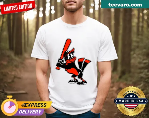 Organic cotton Baltimore sports T-shirt with duck and Oriole graphic