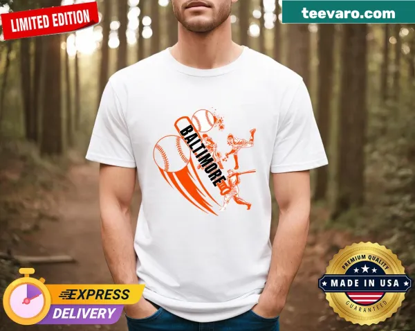 Trendy Baltimore baseball T-shirt with retro Oriole graphic