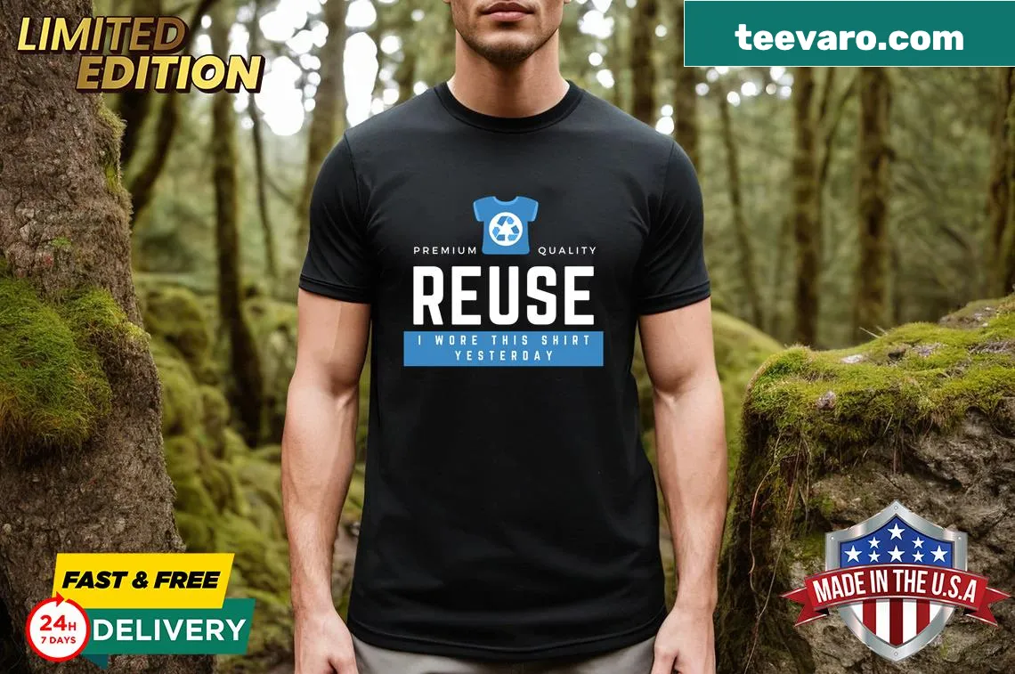 Typographic t-shirt promoting water conservation — on a men's t-shirt