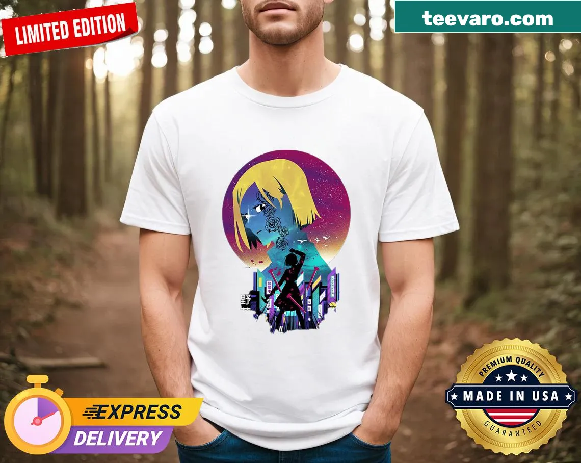 Anime-inspired T-shirt featuring Nobara Kugisaki from Jujutsu Kaisen — on a men's t-shirt