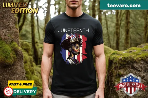 T-shirt featuring African American flag and Juneteenth themes