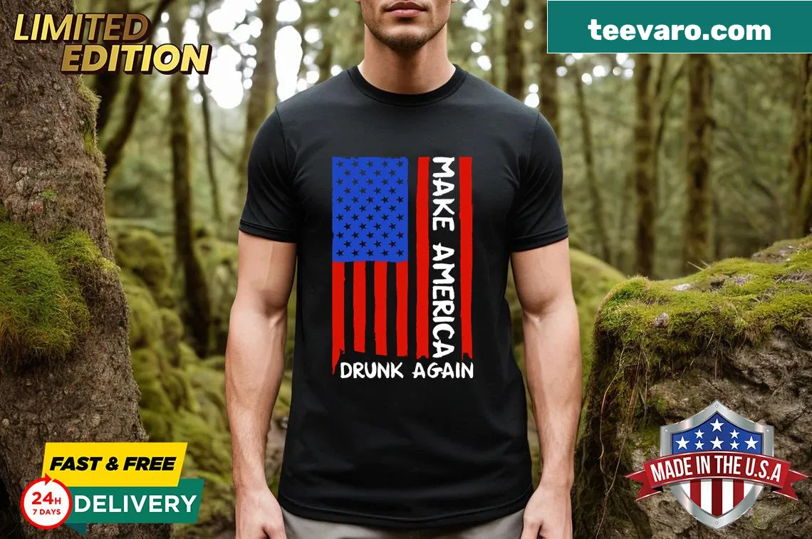 Slim fit t-shirt featuring 'Make America Ts' text — on a men's t-shirt