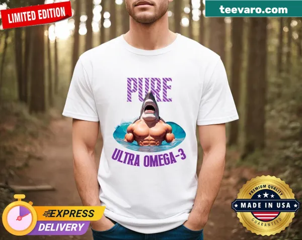 Playful Omega 3 health-themed T-shirt for women with a clever slogan.