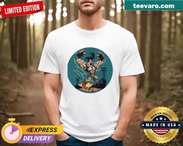 Bold t-shirt featuring a muscular powerline graphic