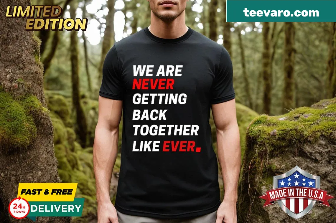 Funny breakup-themed T-shirt with a playful phrase about relationships — on a men's t-shirt