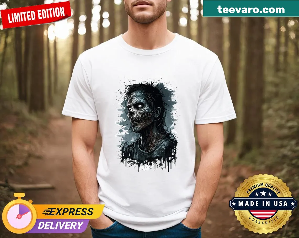 Cartoon zombie themed T-shirt for humorous wear — on a men's t-shirt